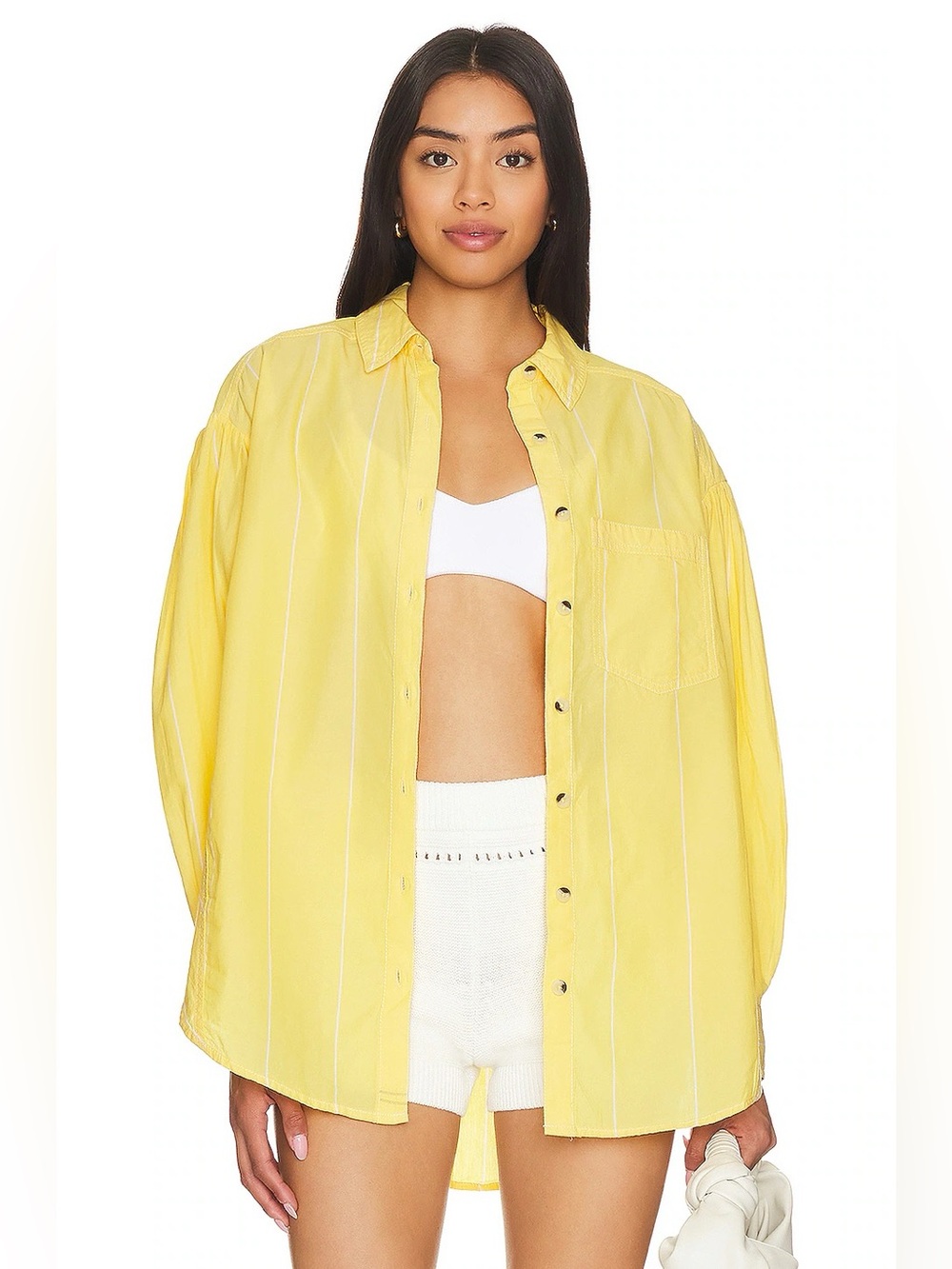 Free People Happy Hour Stripe Top Yellow Combo Boho Oversized Women Size S - Picture 5 of 16